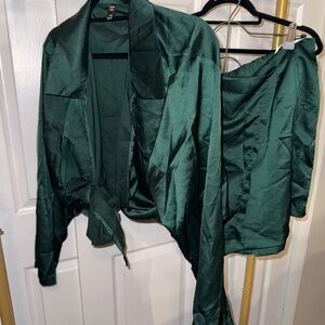 Emerald Green Satin 2 piece set